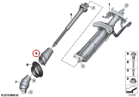 Manga di gestione OEM 32306858714 per BMW I12, I15. BMW originale.