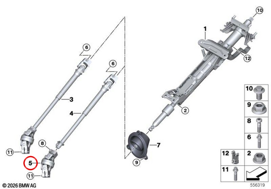Junta doble OEM 32306862096 para BMW G20, G21, G80, G81, G22, G26, G82, G83, G01, F97, G02, F98. Original BMW.