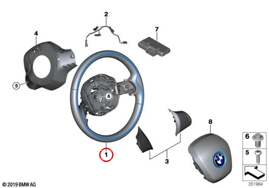 Volante de cuero OEM 32306870782 para BMW i3 (I01). Original BMW.