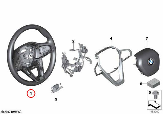 Volante esportivo de couro OEM 32306883774 para BMW G01, G08, G02. BMW genuíno.