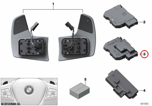 OEM 32306884432 Module de volant pour BMW G30, G31, G38, G32, G11, G12, G14, G15, G16, G01, G08, G02, G05, G18, G06, G07. BMW d'origine.