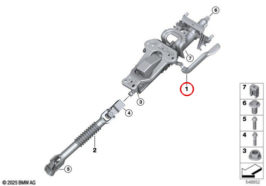 Komplette Verwaltungsspalte 32306891198 für BMW F70, U06, U11, U12, U10, F65, F66, U25. Original BMW.