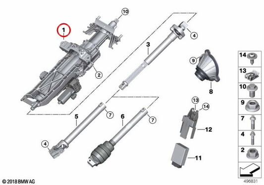 Mécanisme de réglage électrique OEM 32306894879 pour BMW G30, G31, G38, G32, G11, G12, G14, G15, G16, G05, G18, G06, G07. BMW d'origine.