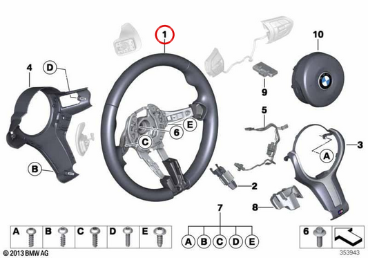 Sport Matiber M in pelle OEM 32307851517 per BMW F52, F45, F45N, F46, F46N, F48, F48N, F49, F39. BMW originale.