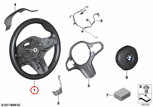 Volante esportivo M em couro OEM 32308094543 para BMW G01, G08, G02. BMW genuíno.