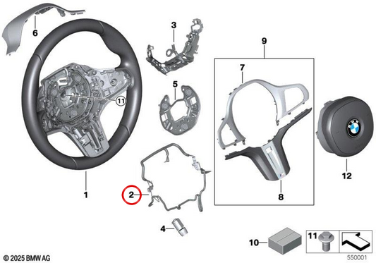 Cable de conexión para volante OEM 32308746682 para BMW G20, G21, G22. Original BMW.