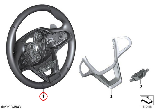 Volant en cuir OEM 32309501746 pour BMW G20, G21, G22, G23. BMW d'origine.