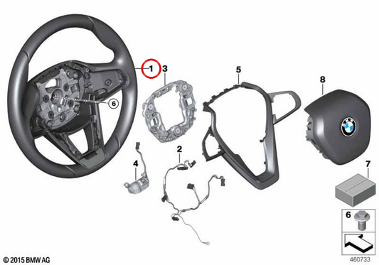 Volante deportivo de cuero OEM 32309867103 para BMW G11, G12. Original BMW.