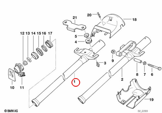 Coluna de direção OEM 32311093041 para BMW E36, Z3. BMW genuíno.