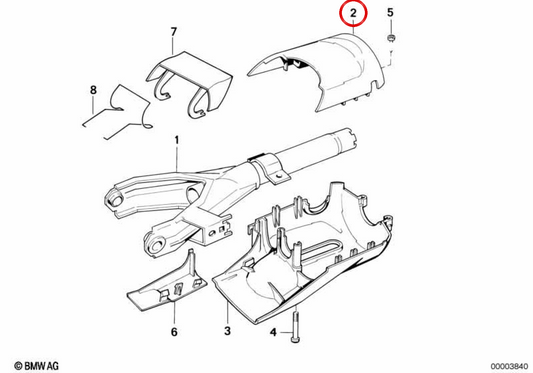 Copertura superiore della colonna di indirizzo OEM 32311157597 per BMW E34. BMW originale.