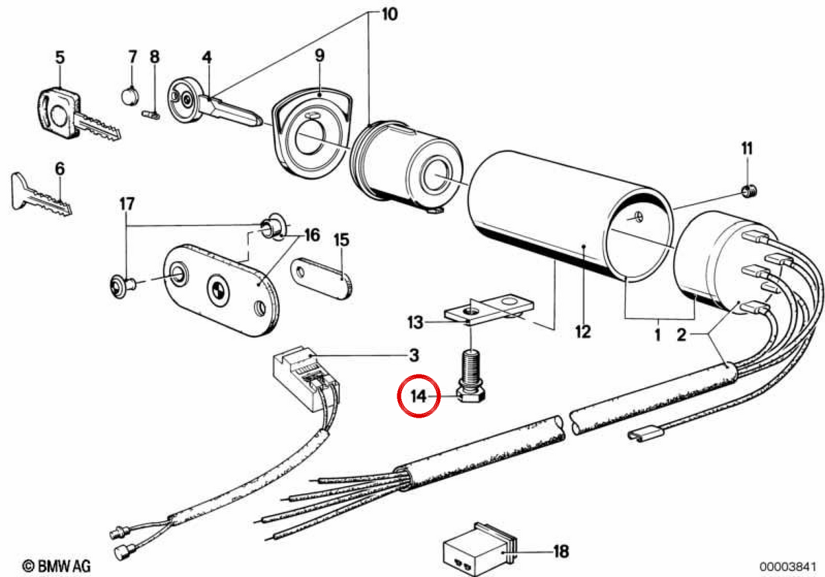 Tornillo de seguridad OEM 32311157967 para BMW E21, E36, E12, E28, E34, E39, E24, E23, E32, E38, E31, E53, Z3, E85, E86, E52. Original BMW.