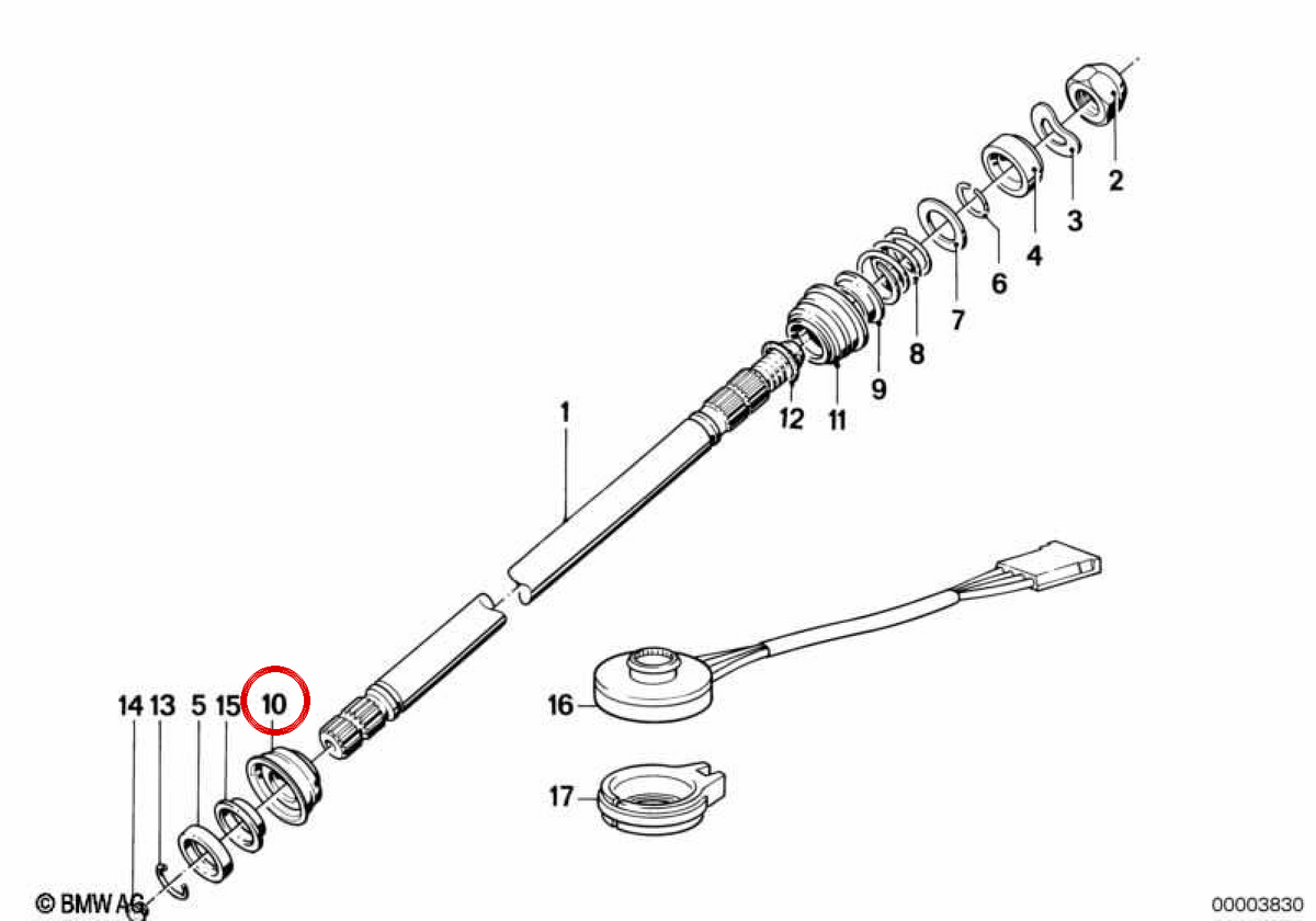 Rolamento do eixo de direção OEM 32311158686 para BMW E30, E36, E28, E34, E24, E32, Z1, Z3. BMW genuíno.