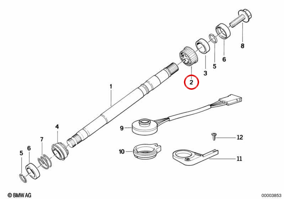 Cuscinetti di plastica per la colonna di direzione OEM 32311158835 per BMW E36, E34, E39, E32, E38, E31, E53, Z3, E52. BMW originale.