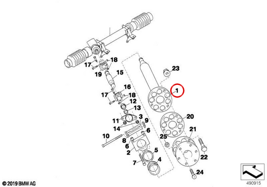 Höhere Achse der Richtungssäule OEM 32312271680 für BMW E46. Original BMW.