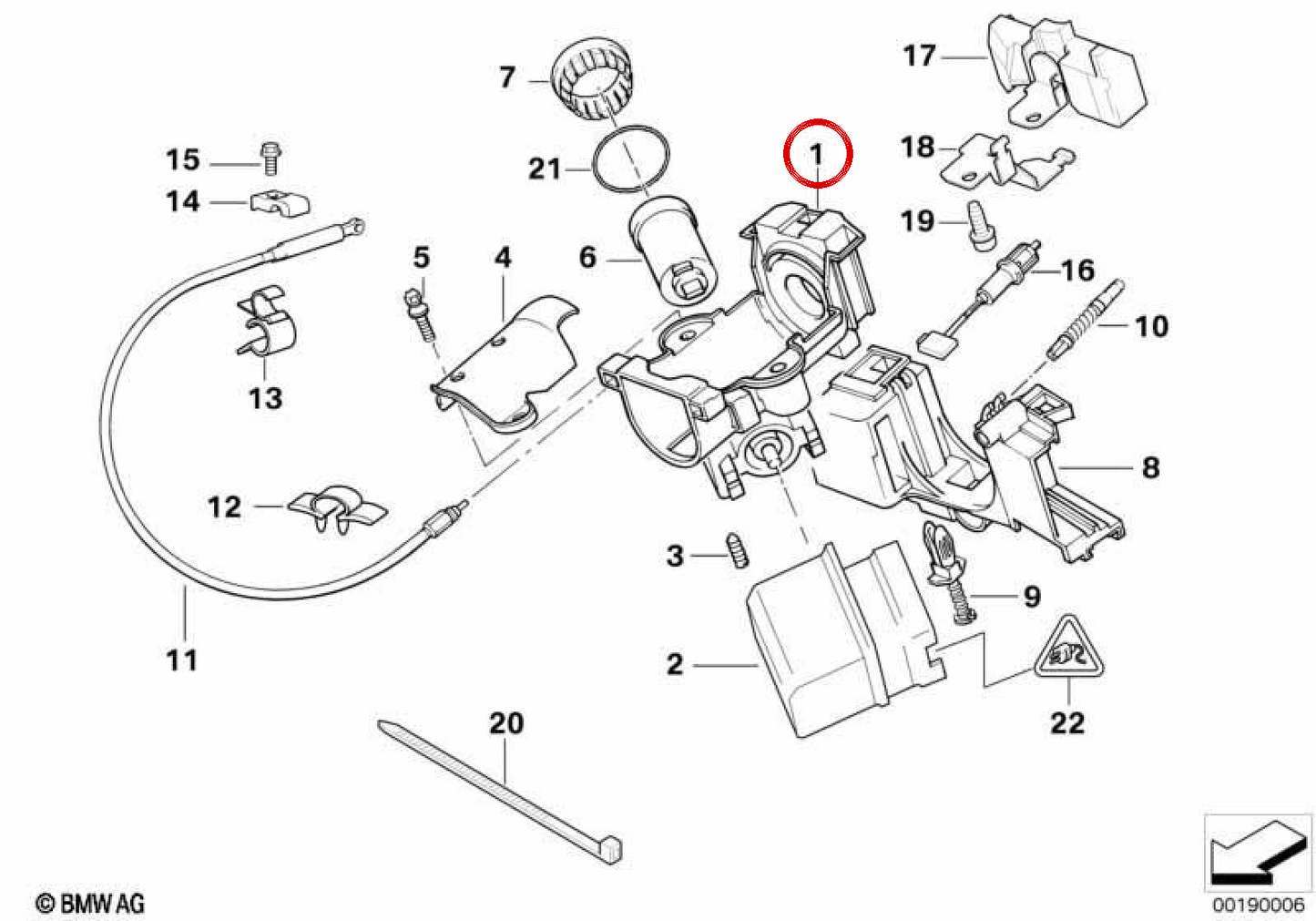 OEM Management Lock 32321095995 per BMW E39, E38. BMW originale.