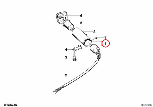Cerradura de dirección OEM 32321154934 para BMW E28, E30, E34. Original BMW.