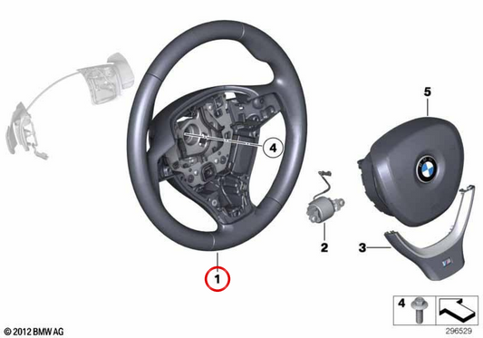 Ledersportlenkrad mit Exchange Cams OEM 32337851402 für BMW F01 und F02. Original BMW.