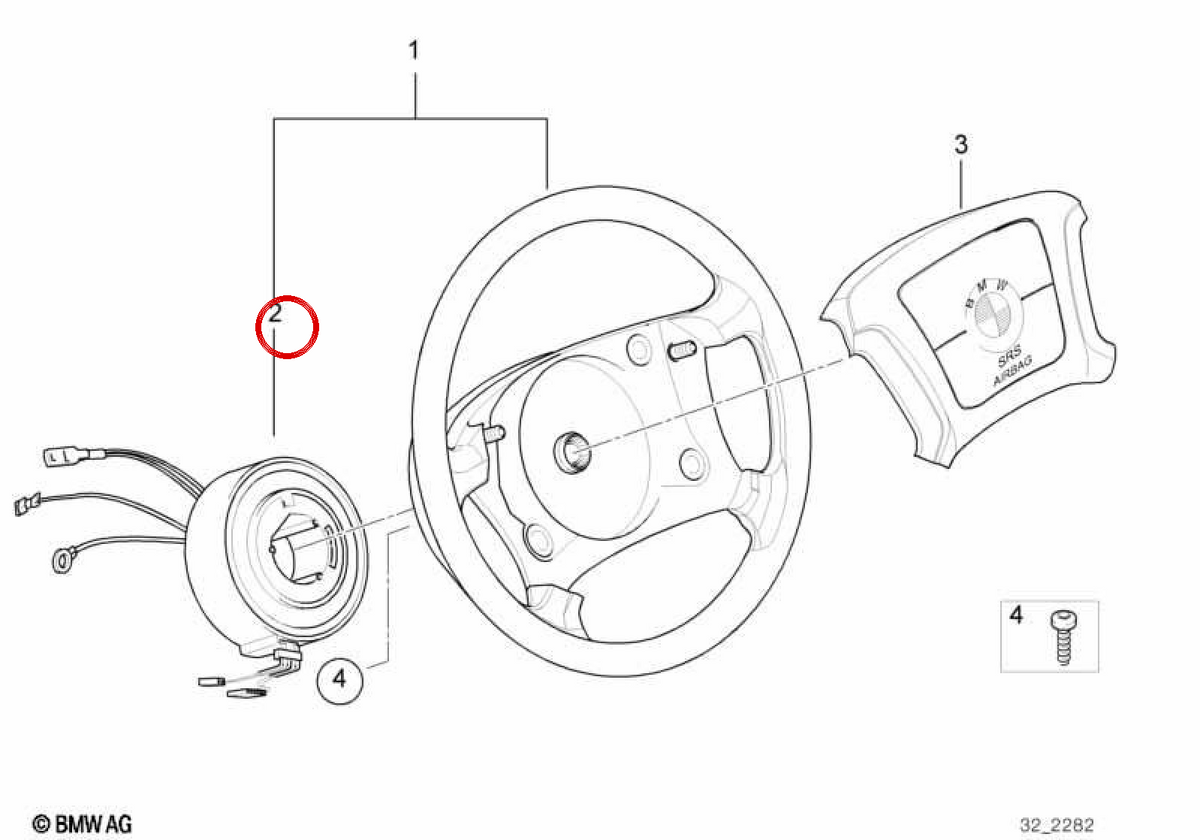 Anello da collezione a 4-pini 32341162111 per BMW E36, E34, E39, E31, Z3. BMW originale.