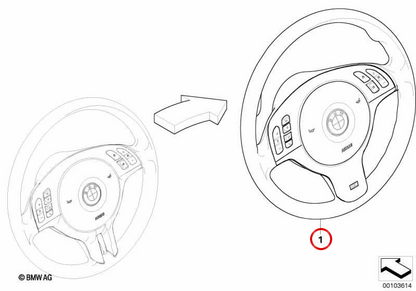 Multifunction M sports steering wheel OEM 32342282022 for BMW 3 Series E46. Genuine BMW.