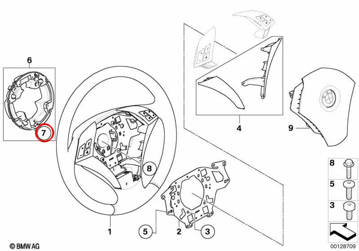 Vis de fixation OEM 32346763370 pour BMW E60, E61, E63, E64. BMW d'origine.