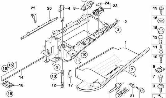 Cinta retenedora para guantera OEM 51163404203 para BMW X3 E83 (modelos 1.8d, 2.0d). Pieza original BMW.