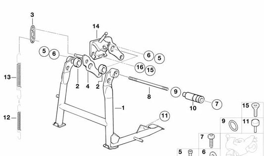 Soporte izquierdo OEM 46532335789 para motos BMW R1150GS, R1150RS, R1150RT, R850RT, R1150R, R850R. Original BMW Motorrad.
