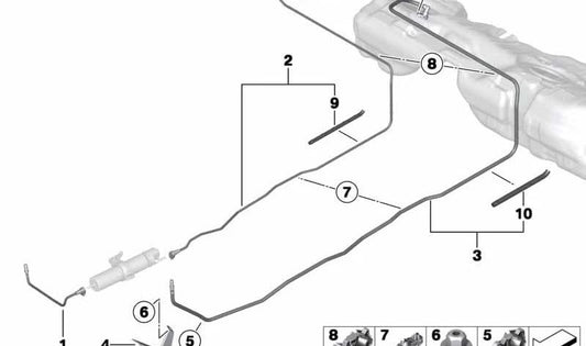 Tubo de retorno de combustible OEM 16127318356 para BMW F30 316d y 318d con motor N47T. Compatible con modelos automáticos y manuales de tracción trasera. Original BMW.