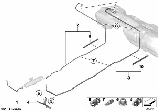 Tubería de retorno de combustible OEM 16117277713 para BMW Serie 3 F34 GT, F34 GT LCI... y más. Original BMW.
