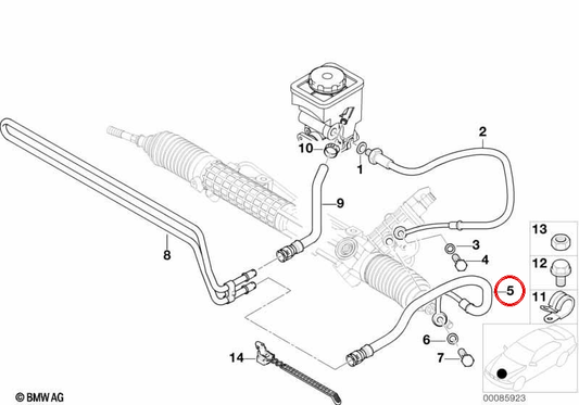 Linea di ritorno per BMW E46 (OEM 32411095161). BMW originale