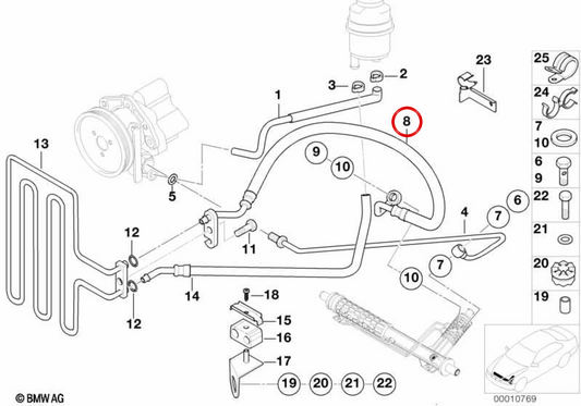 OEM 32411095896 Assisted Direction Return Rohr für BMW E39. Original BMW.