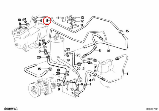 Tuyau de direction assisté 32411135047 pour BMW E24. BMW d'origine.