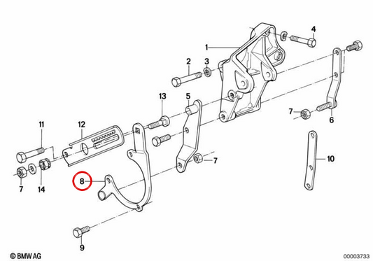 Support de pompe de direction assistée 32412242802 pour BMW E30, E34. Compatible avec des modèles tels que 320I, 324TD. Pièce BMW originale.