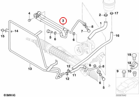 OEM 32412282078 Sleeve de pression de direction assistée pour BMW E36 et Z3. BMW d'origine.