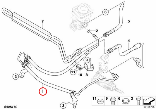 Manguito de expansión OEM 32413428387 para BMW E83. Original BMW.