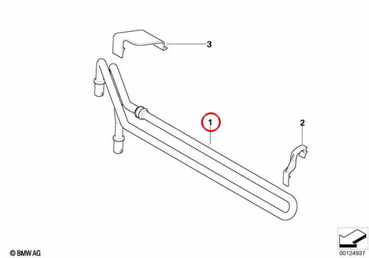 Tuyaux de liaison avec serpentin de refroidissement de direction assistée OEM 32416765799 pour MINI R50 One D RB11, RB12. Original MINI.