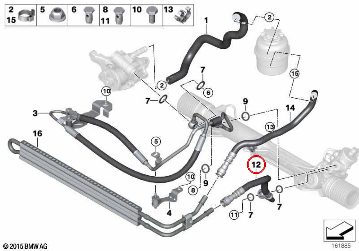 Pipe de retour de direction 3241676318 pour BMW E90, E91, E92, E84. BMW d'origine.