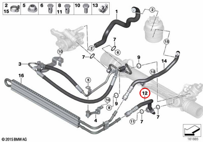 Pipe de retour de direction 3241676318 pour BMW E90, E91, E92, E84. BMW d'origine.