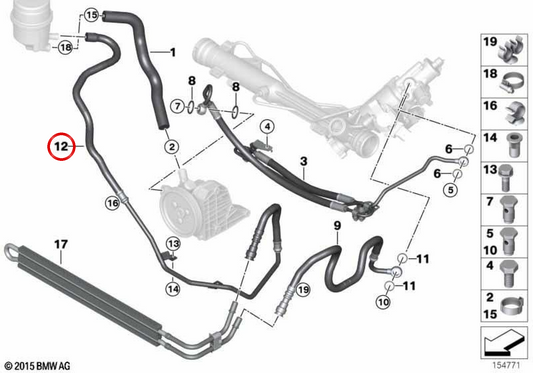 Kältemittel -Returnrohr für aktive Richtung OEM 32416776341 für BMW E93. Original BMW.