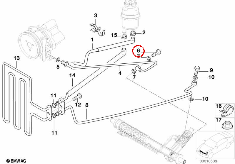 Tornillo hueco con válvula antirretorno OEM 32416781261 para BMW E81, E82, E87, E87N, E88, E46, E90, E90N, E91, E91N, E92, E92N, E93, E93N, E39, E60, E60N, E61, E61N, E63, E63N, E64, E64N, E84, E85, E86, E52 y MINI R50, R52, R53. Original BMW y MINI