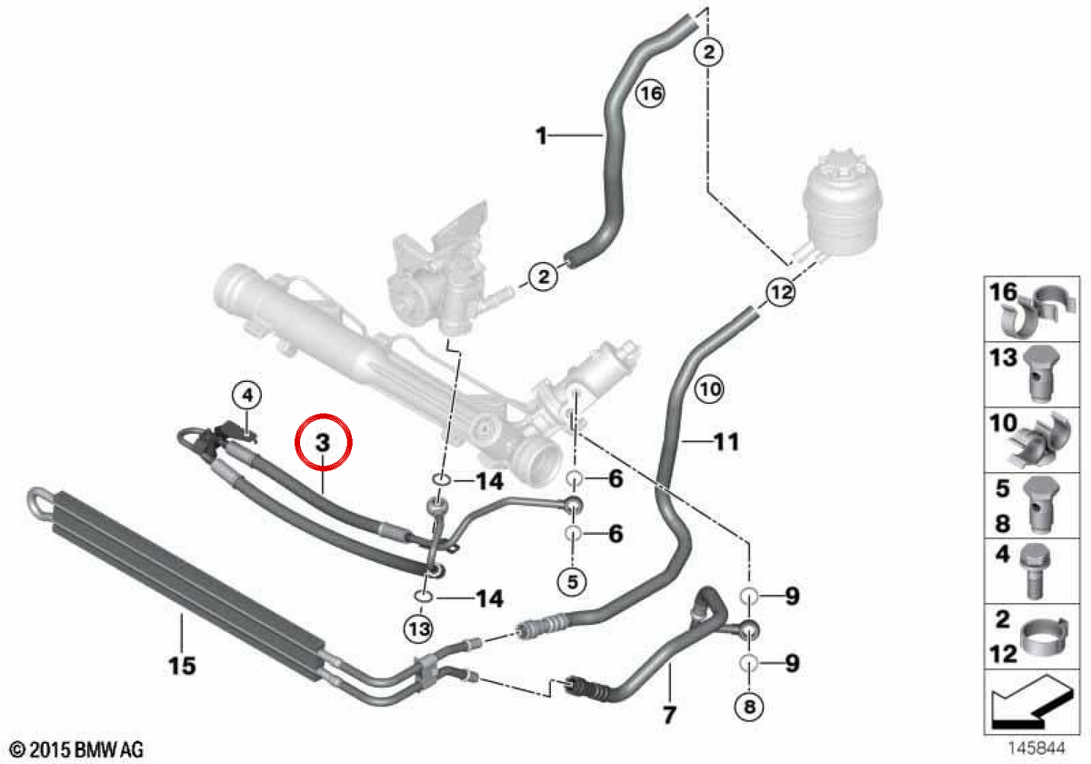 Tubo de expansão OEM 32416784331 para BMW E81, E82, E87, E88, E90, E91, E92, E93. BMW genuíno.