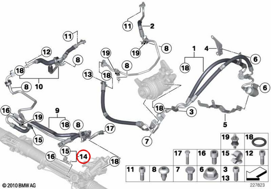Prise en charge du tube de retour OEM 32416793466 pour BMW F07, F10, F11, F06, F12, F13, F01, F02. BMW d'origine.