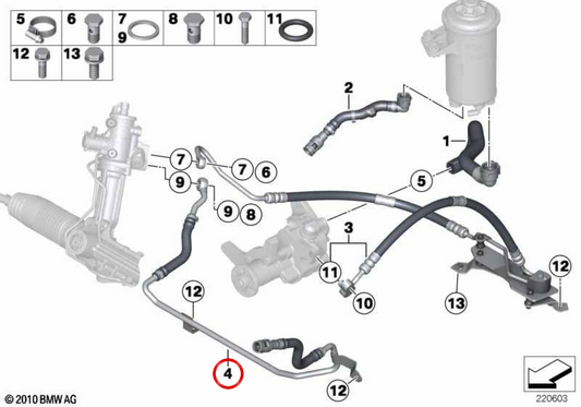 Assisted Management Return Tube 32416793671 for BMW E70, E71. Original BMW.