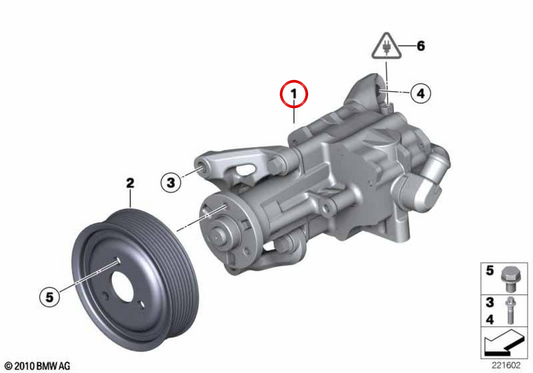 Bomba de dirección asistida OEM 32416796452 para BMW E70, E71. Original BMW.