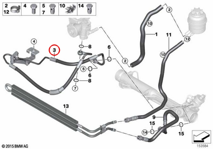 Tubo di espansione OEM 32416796690 per BMW E90, E91, E92, E84. BMW originale.