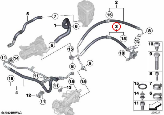 Mangueira de expansão OEM 32416798236 para BMW F07, F10, F11, F06, F12, F13, F02. BMW genuíno.