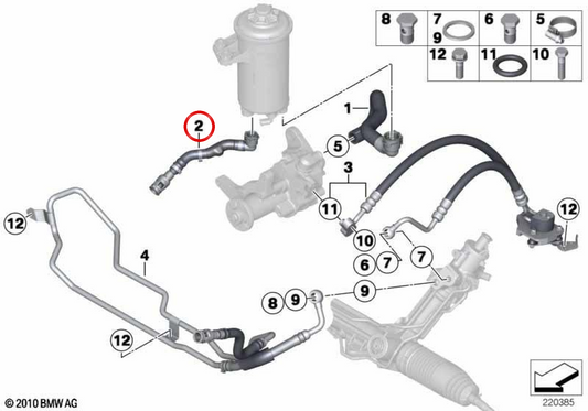 OEM 32416855247 Tubo di ritorno del refrigerante per BMW F15, F16. BMW originale.