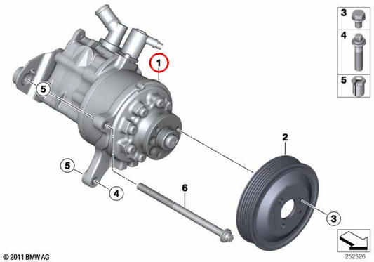 Pompa di sterzo assistita OEM 32416867160 per BMW F07, F10, F11, F06, F12, F13, F01, F02. BMW originale.