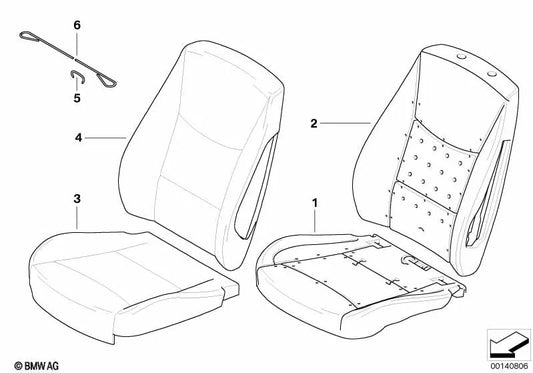 Left fabric seat back cover for BMW 3 Series E92, E92N (OEM 52106979109). Original BMW.