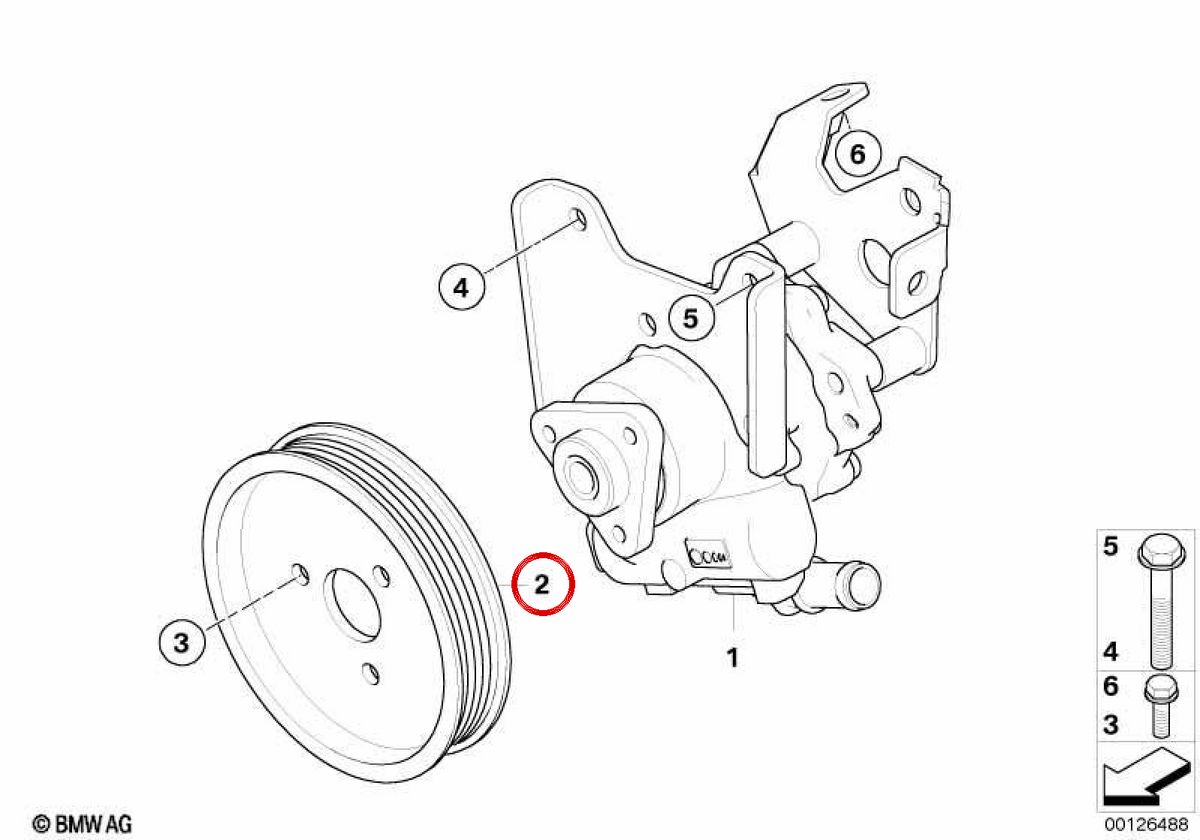 Pulle de la pompe de direction 32427516848 pour BMW E60, E61, E63, E64, E65, E66, E83. BMW d'origine.