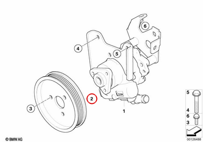 Pulle de la pompe de direction 32427516848 pour BMW E60, E61, E63, E64, E65, E66, E83. BMW d'origine.